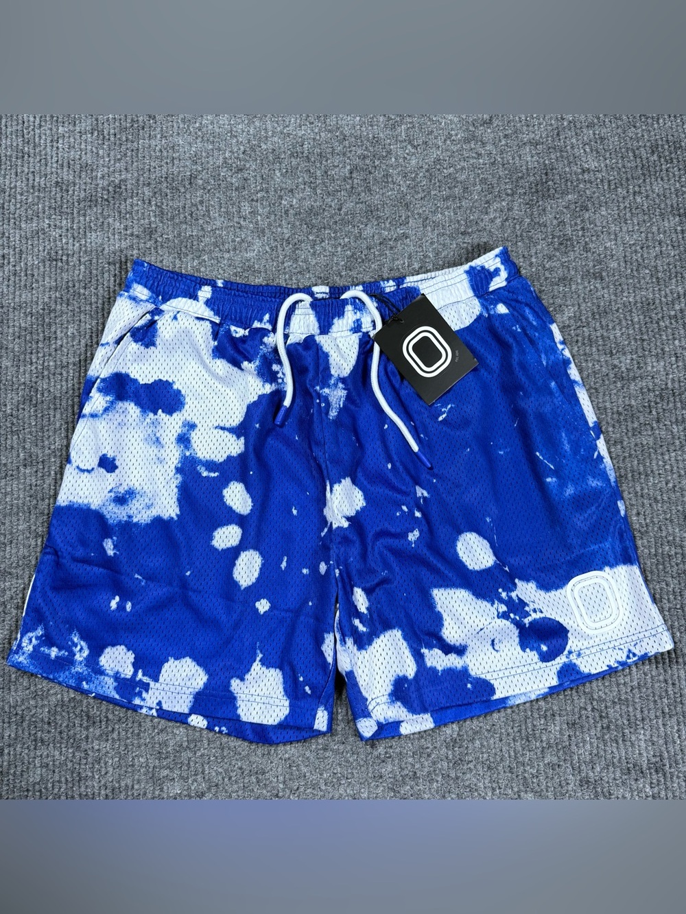 Overtime Shorts Men's XL Blue White Drawstring Athletic Tie Dye NWT Mesh